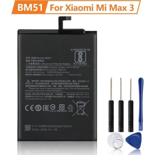 XaioMi Original Replacement Battery BM51 For Xiaomi Mi Max3 Max 3 battery 5500mAh