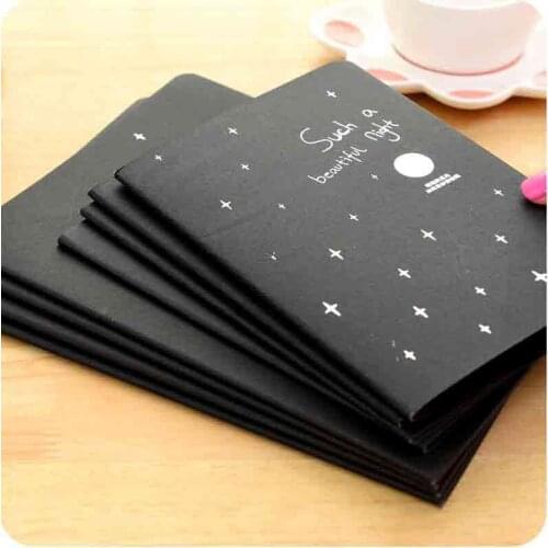 Creative Cute Transparent Mini Black Cardboard Hand Book Student Portable Notebook Ring Binder Kawaii School Supplies