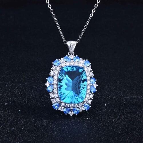 High Grade Silver Necklace Exquisite Square Pendant Luxury Inlay Full AAA Cubic Zircon Womens Wedding Party Unusual Jewelry Gif