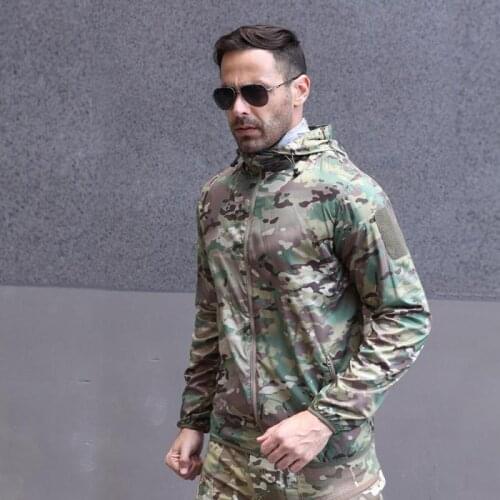 Ddemiit Hunting Camping Clothing Fishing Hunting Clothes Skin Windbreaker With Pocket Tactical Hooded Camouflage Sports
