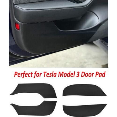 For Tesla Model 3 Door Anti-Kick Vinyl Wrap Sticker Door Edge Guard Protector Carbon Fiber 4PCS/Set - Upgrade Version
