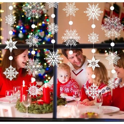 Transparent PVC 3D Artificial Snowflakes Garlands Christmas Hanging Decorations for Home Wedding Frozen Supplies Birthday Party