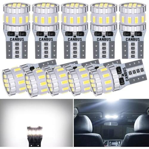 10x T10 W5W Canbus LED Light Bulbs Car Interior Reading Parking Lights White 6000K No Error 12V for BMW Audi Mercedes BENZ