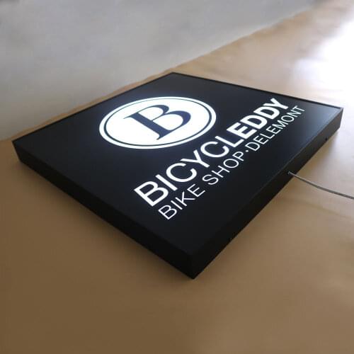 Face-illuminated Black Metal Light Box Handcraft Cut out PMMA Aluminum SUS Led Signage Advertising Logo Exterior Café Bar