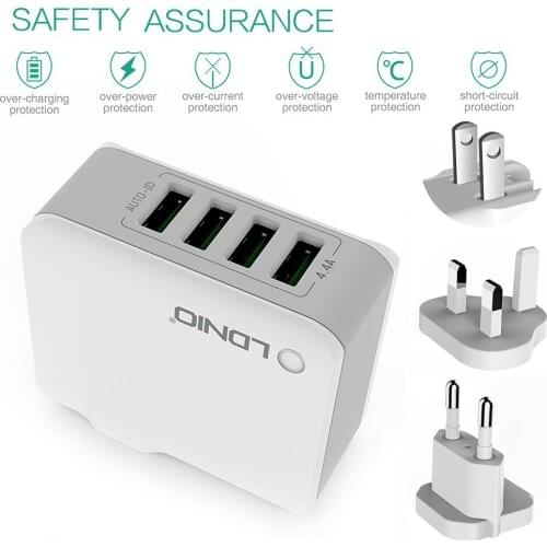 Universal USB Wall Charger Adapter For LDNIO Adenium A4403 Fast Charging Adapter With 4-Port Travel Charger Dock Accessories