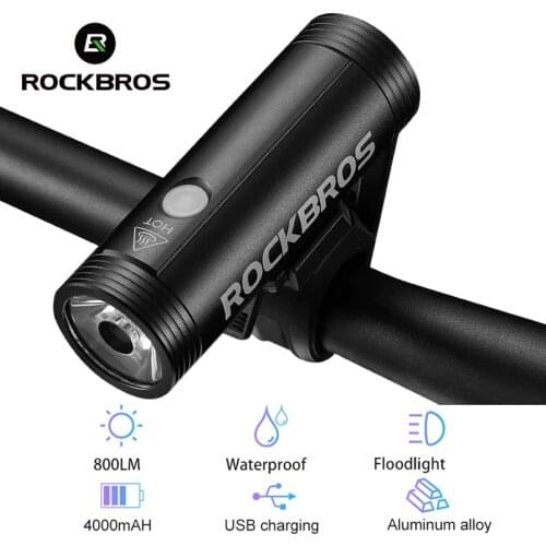 ROCKBROS 400/800 Lumen Bike Front Light Rainproof Bicycle LED Light Flashlight USB Charging MTB Road Bike HeadLight Floodlight