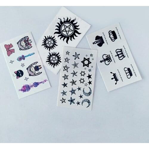 Waterproof Temporary Tattoo Sticker cartoon girl sun totem crown moon star cat tatto flash tatoo fake tattoos for women men kid