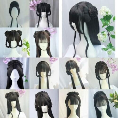 Women Cosplay Archaic Tradition Hairpiece Chinese Ancient Custom Whole Hair Wigs