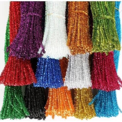 100pcs 30cm Glitter Chenille Stems Pipe Cleaners Kids Toys DIY Craft Supplies For Crafting DIY Kids Educational Toys