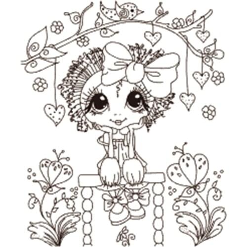 10x8 Girl flowers TBig ice cream ransparent Clear Stamps Silicone Seals for DIY scrapbooking photo album Card Making