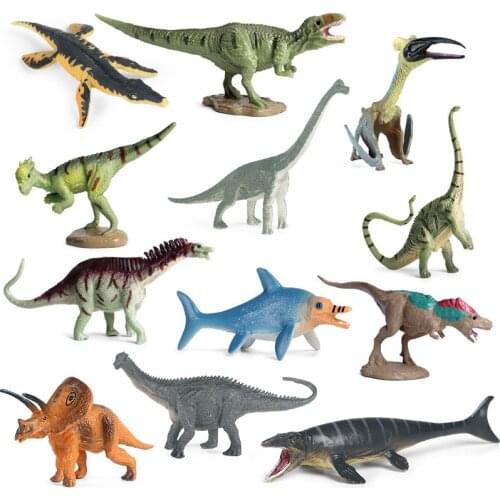 12pcs/set Of Simulation Tyrannosaurus Model Mini Triceratops Mosasaur Brachiosaurus Pterodactyl Jurassic Dinosaur Toy Gift
