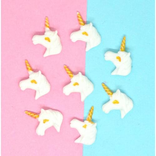 20PCS Resin Flatback Tiny White Unicorn Cabochons Nail Art Unicom Charms Paper Crafts Embellishments Supplies