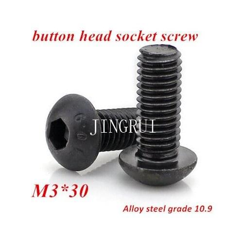 200pcs M3*30 Hexagon Socket Button Head Cap Screw Grade 10.9 Alloy Steel ISO7380 M3X3/4/5/6/8/10/12/16/20/25/30/35/40/45mm