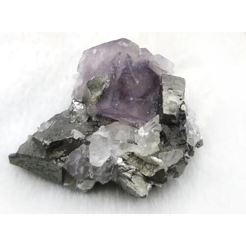 53g Rare Natural Purple Fluorite Galena Quartz Cluster Paragenous Mineral Specimen Healing Raw Crystal Gemstone Home Decoration