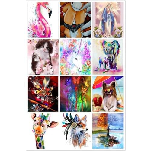 5D DIY Diamond embroidery squre mosaic home decoration Landscape animal and flower diamond painting Cross Stitch Rhinestone