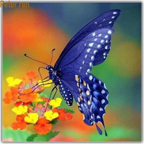 Diamond Mosaic Diy diamond painting Butterfly on the flowers 3d square icon full Diamond Embroidery Arts and Crafts Needlework
