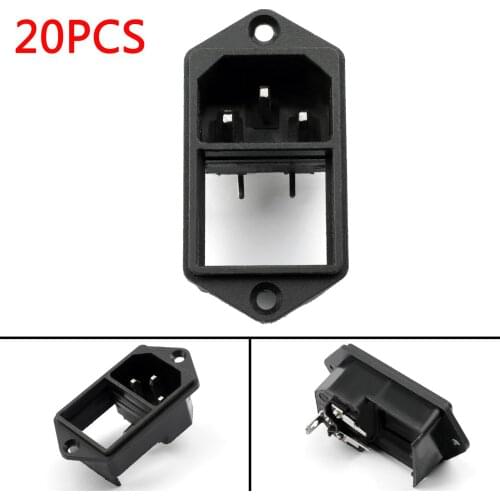 Artudatech 20PCS IEC320 C14 3 Pin Screw Mount Male Power Socket 10A 250V For Boat AC-02A