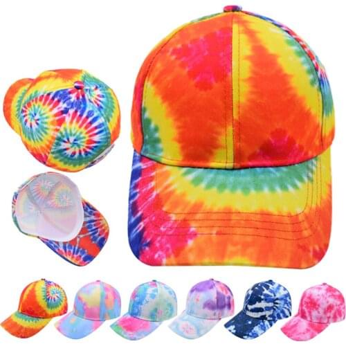 HanXi Summer Women Men Tie Dyed Baseball Cap Unisex Irregular Print Cotton Hat Sun Visor Fashion Hip Hop Casquette