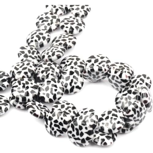 14mm Charm Pattern Flat Round Beads Lampwork Glass Beads Spacer Loose Beads For Jewelry Making DIY Bracelet Necklace