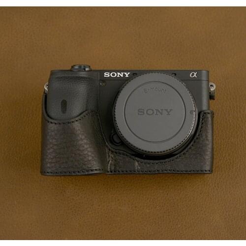Design For Sony Alpha 6600 A6600 Handmade Genuine Leather Camera Half Case With Free Wrist Strap