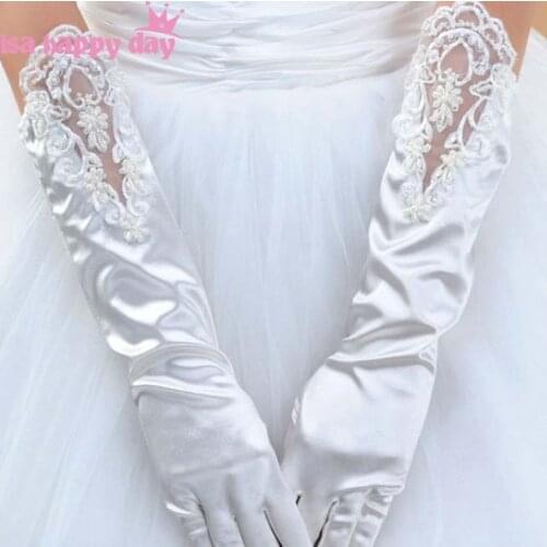 Luva de noiva Long Lace Bridal Wedding Gloves with Finger Ivory White BLack Bride Gloves Wedding Accessories gants de mariee