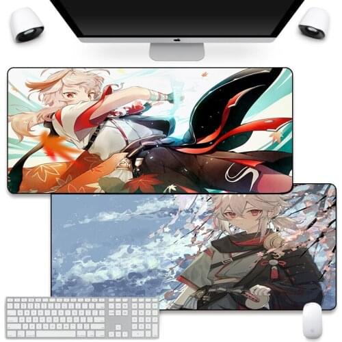 Genshin Impact Kazuha XXL Long Mouse Pad Comtuper DeskMat Large Mousepad Carpet Gaming Accessoroes Laptop Gamer Keyboard MausMat