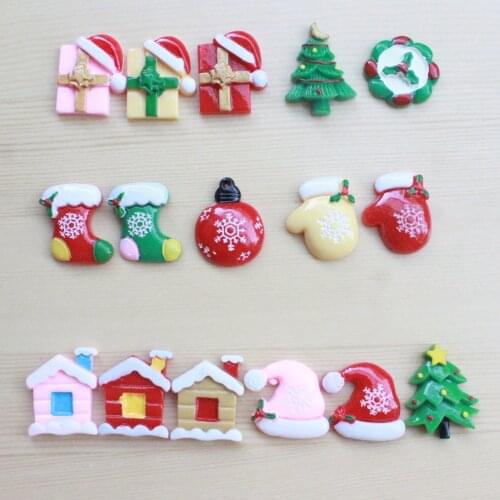 10pcs/lot flatback kawaii resin Christmas tree gifts house cabochons accessories DIY resin crafts