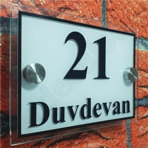 Classic Customized Acrylic House Signs Door Plates House Number Plaques Signs with White Backing File and Colorful Text