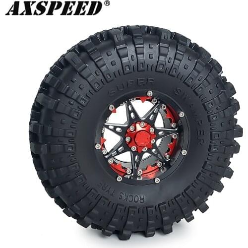 AXSPEED 2.2" 1:10 RC Wheels Rims and Rubber Tyre Skin Kit for 1/10 RC Crawler Car Axial Wraith 90018 90048 RR10 Wheel Tires Part