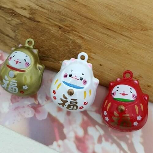 Cartoon Cat Jingle Bells Charms Good Luck Wishing Close Twinkle Bell Necklace Pendant Accessories Jewelry Craft Findings