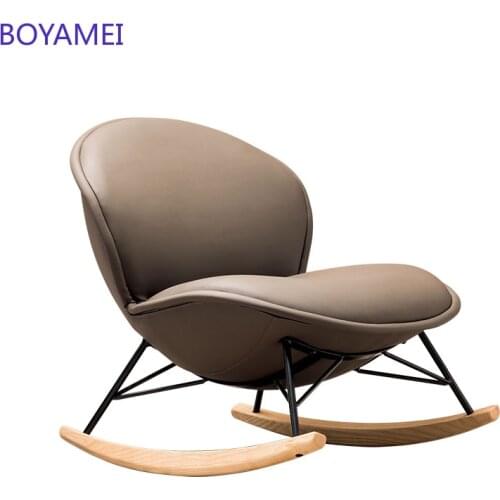 Nordic single person sofa modern minimalist lazy chair Italian luxury bedroom chair balcony leather single chair lounge chair