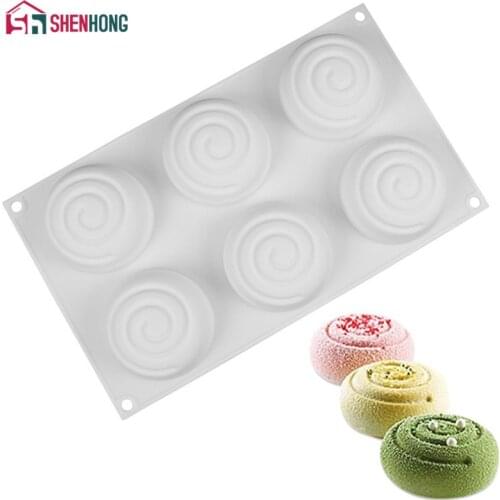 NEW 6 Holes Ripple Silicone Mould Drip Art Mousse Cake Mold For Baking Home Party Wedding silikon Moldes silicona Baking
