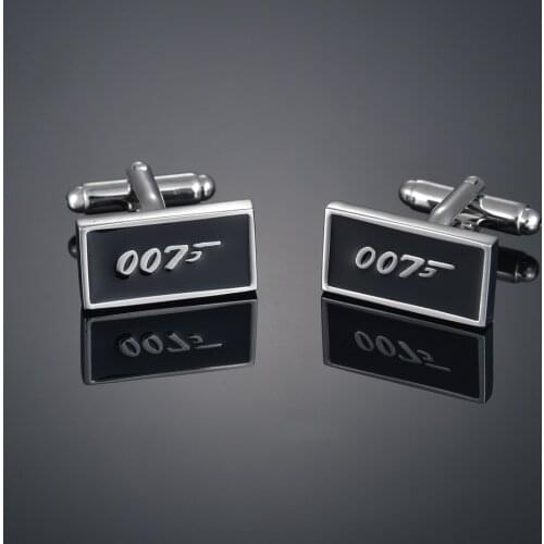007 Black Colour Fashion Novelty James Bond Movie Style Copper Material Cuff Links