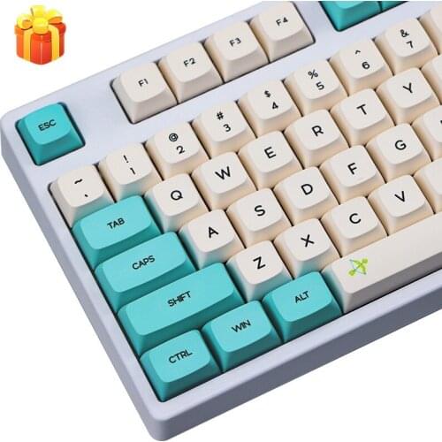 New Arrival 130 Keys Keycaps Chunyang Cyan white Ethermal Dye Sublimation fonts PBT keycap For Wired USB mechanical keyboard