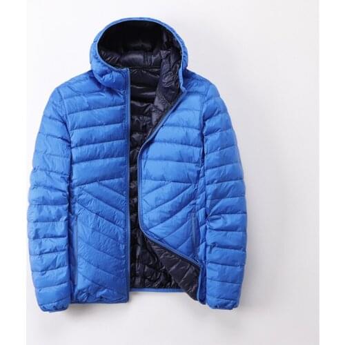 Autumn Winter Men Hooded Double Coats Slim Ultra Light White Duck Down Coat Parkas Male Short Outwears Tops Plus Size 3XL AB2079