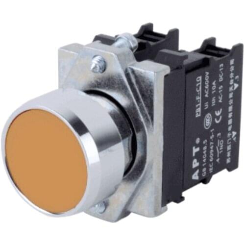 PB1S-10/y 101384995 PB1S metal flat head combination button 1NO 22mm