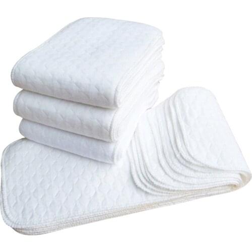 10PCS/Set Reusable Baby Diapers Cloth Diaper 3 Layer Insert 100% Cotton Washable Baby Care Eco-friendly Diaper