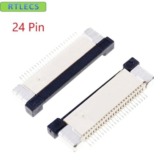 10pcs FPC connector 0.50 mm 0.020" 24 PIN Bottom Contact Right angle SMD ZIF Slide Lock Surface Mount