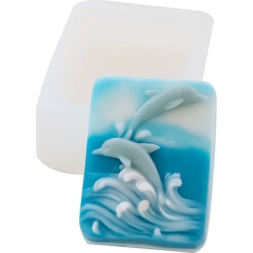 Dolphin Relief Handmade Soap Silicone Mold Creative DIY Aroma Candle Mold Handicraft Mold Color Random Without Finished Product