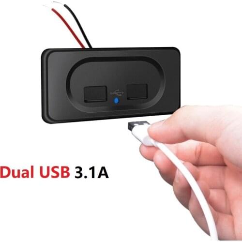 Dual USB Charger Socket 3.1A 12V-24V for Motorcycle Auto Truck ATV Boat Car RV Bus 2.1A + 1A Power Adapter Outlet Dustproof