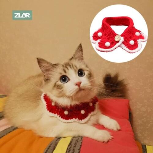ZLAR Merry Christmas Cats Dog Rabbit Collar Leads Collar For Cats Clothing For Cat Knitting Christmas Collars Cat Accessories