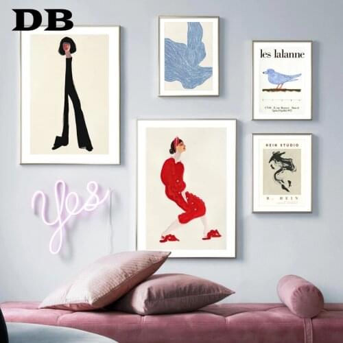 Nordic Posters And Prints Abstract Figure Lines Curve Bird Wall Art Canvas Painting Gallery Wall Pictures For Living Room Decor