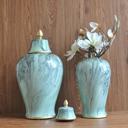 Modern New Classic Navy Blue Flowing Glaze Ginger Jar Household Soft Decoration Furnishings porcelain temple jar vase pot
