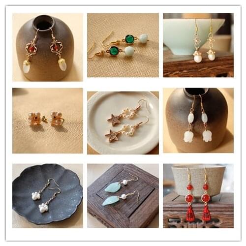 Chinese style vintage handmade pearl tassel dangle earrings for Hanfu dress Accessories gift box package 7.6cm