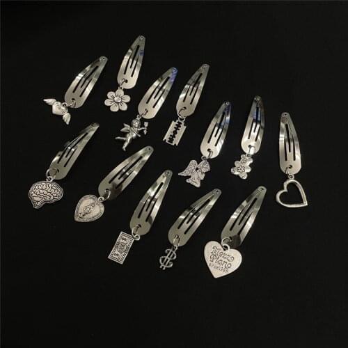 Vintage Metal Angel Love Heart Blade Hair Clip Fashion Hair Accessories for Girls Women Harajuku Hollow Out Punk Hairclips New