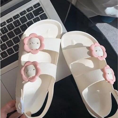 Womens Sandals 2021 Kawaii Lolita Shoes Fashion Lady Summer Flip-Flops Casual Flat Beach Slippers New Arrival
