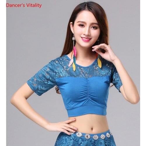 Belly Dance Female Lace Top Short Sleeve Practice Clothing New Spring And summer Oriental Dancing Elegant Performance Jacket