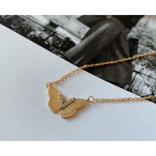 Amaiyllis 925 Sterling Silver Animal Butterfly Clavicle Necklace Pendants Minimalist Silver 925 Long Collar Necklace For Women