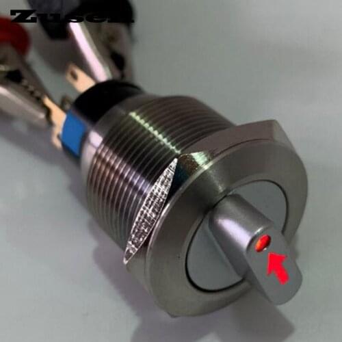 Zusen 22mm metal selector switch 2 position 1NO1NC lock with arrow symbol led light