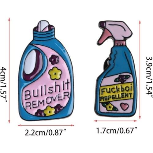 2Pcs Bullshit Remove Cartoon Detergent Enamel Pins Badge Brooches Decor Jewelry Trendy